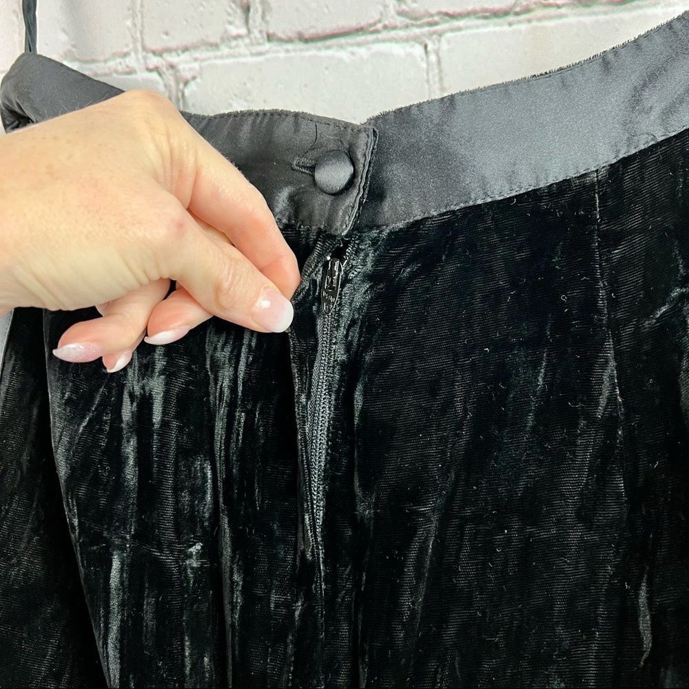 Vintage 80s Morgan TaylorCrushed Velvet Tuxedo Striped Pencil Skirt - Picture 9 of 10